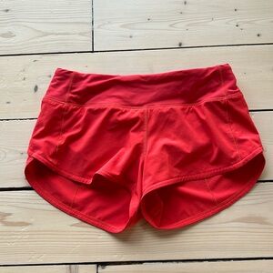 Lululemon Red Speedup shorts, 2.5 inch